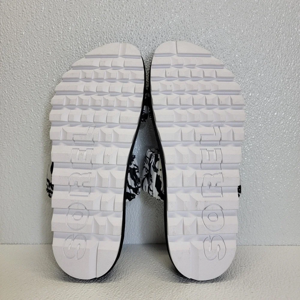 Sorel Women's Roaming Two Strap Slide Sandals Black White Size 9.5